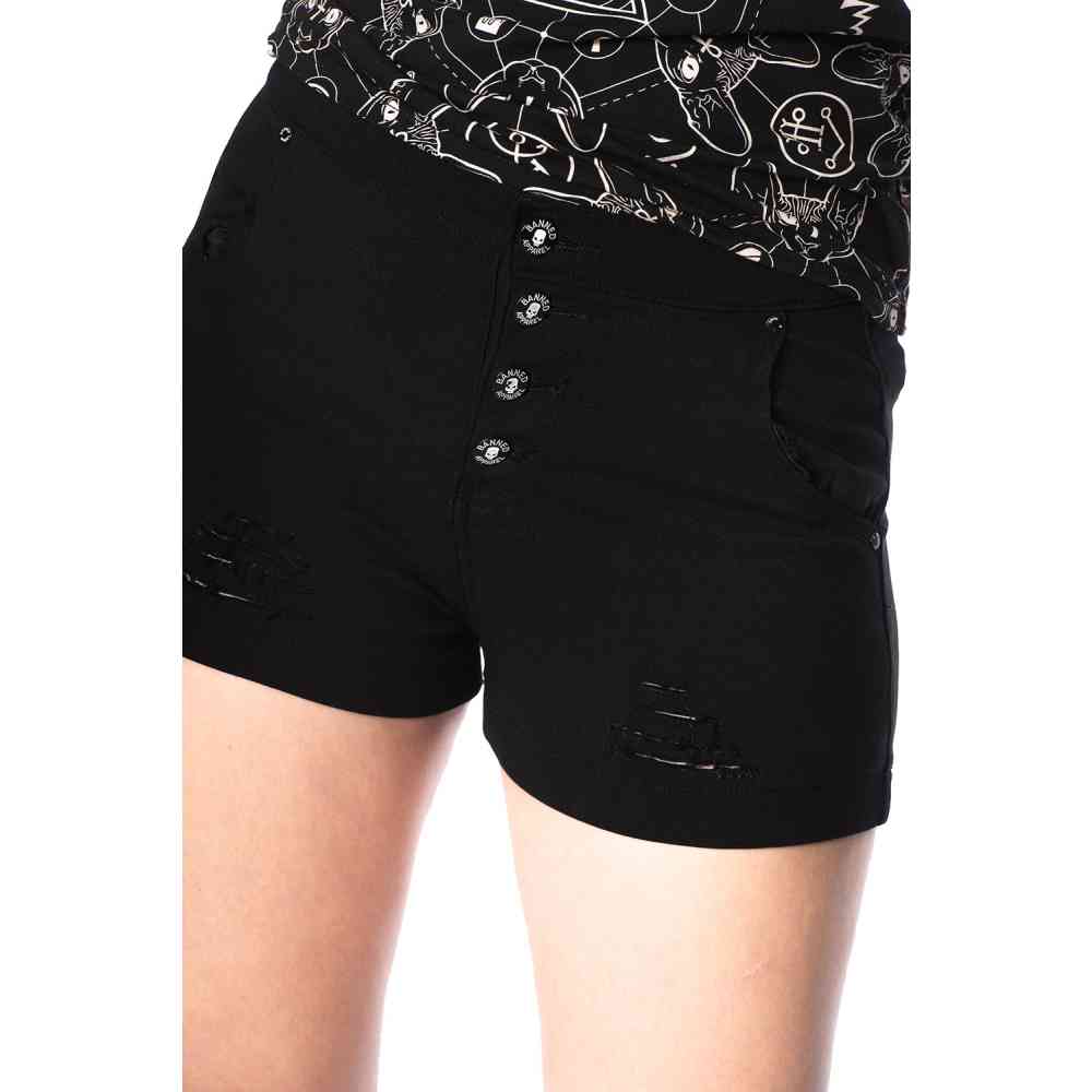 Banned - TRASHED & RAGGED Shorts - Black